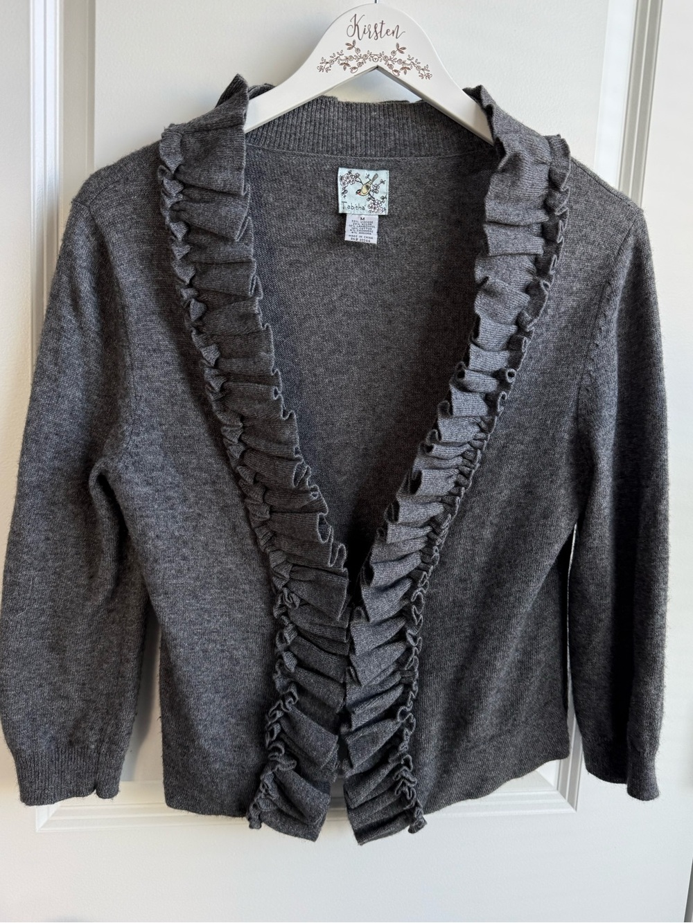 Anthropologie Tabitha Vintage Y2K Ruffle Cardigan Bohemian Cottagecore Medium